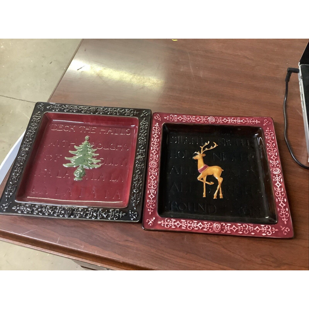 Christmas Plate Set Reindeer Silent Night Holy Night Tree Deck The Halls